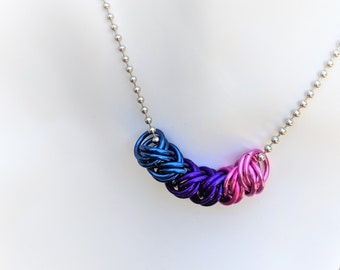 Necklace: Bisexual (Bi) Slider - Anodized Aluminum Chainmaille