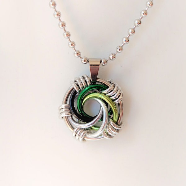 Pendant: Aromantic (Aro) Pride Maillestrom - Anodized Aluminum Chainmaille