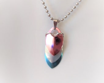 Pendant: Transgender (Trans) Cascading Scale - Anodized Aluminum Chainmaille