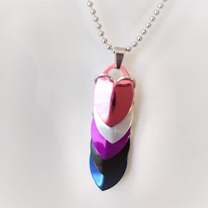 Pendant: Genderfluid Cascading Scale - Anodized Aluminum Chainmaille