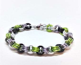 Bracciale: Agender Pride Cable - Chainmaille in alluminio anodizzato