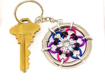 Keychain: Genderfluid Japanese 12 in 2 Anodized Aluminum Chainmaille