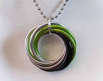 Ciondolo: Agender (AG) Pride Fidget - Chainmaille in alluminio anodizzato