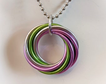 Ciondolo: Genderqueer (GQ) Pride Fidget - Chainmaille in alluminio anodizzato