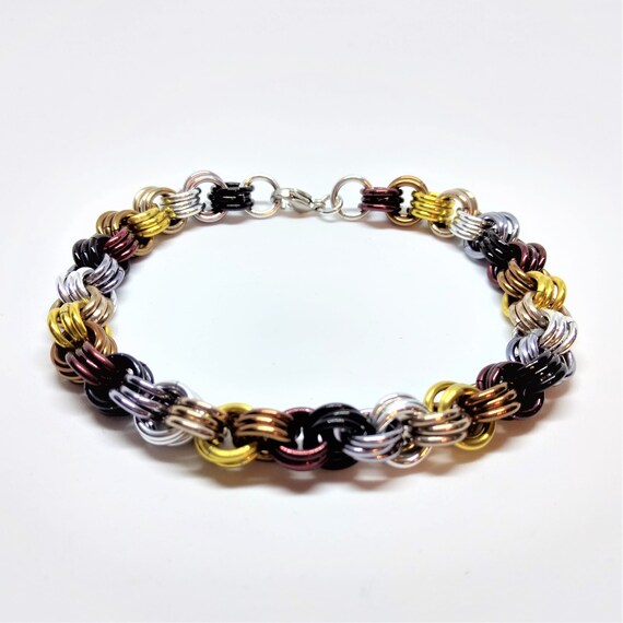 Bracelet: Bear Culture Pride Cable - Anodized Aluminum Chainmaille