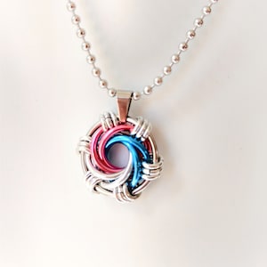 Pendant: Transgender (Trans) Pride Maillestrom - Anodized Aluminum Chainmaille