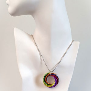 Pendant: Rainbow Fidget Anodized Aluminum Chainmaille image 2