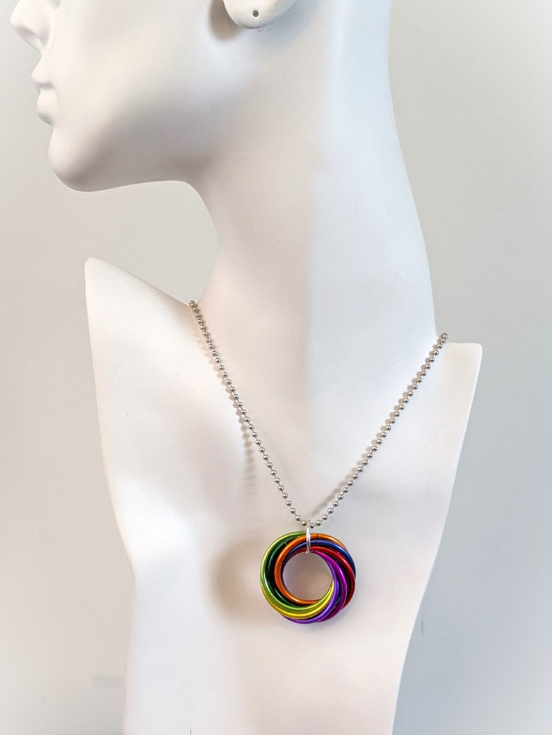 Pendant: Rainbow Fidget Anodized Aluminum Chainmaille image 2