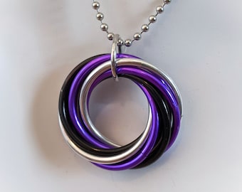 Ciondolo: Asexual (Ace) Pride Fidget- Chainmaille in alluminio anodizzato
