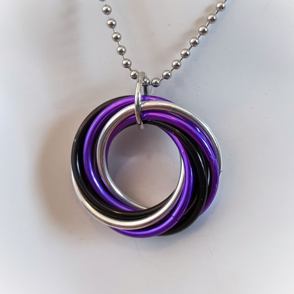 Pendant: Asexual (Ace) Pride Fidget- Anodized Aluminum Chainmaille