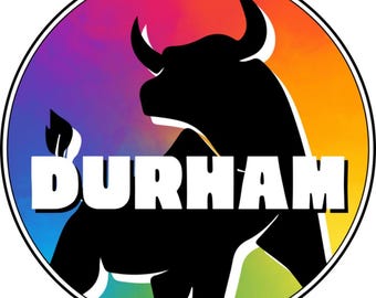 3" Sticker - Durham, NC Bull Rainbow - Vinyl, Waterproof, Dishwasher Safe