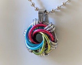 Pendant: Polysexual (Poly) Pride Maillestrom - Anodized Aluminum Chainmaille