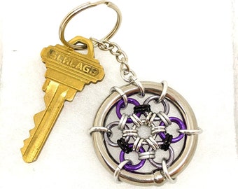 Keychain: Asexual (Ace) Japanese 12 in 2 - Anodized Aluminum Chainmaille