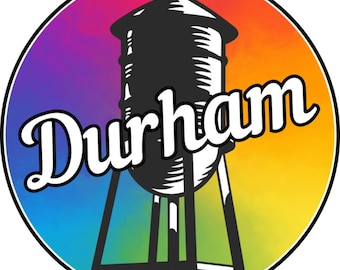 Adesivo da 3" - Arcobaleno della torre idrica di Durham, NC - Vinile, impermeabile, lavabile in lavastoviglie