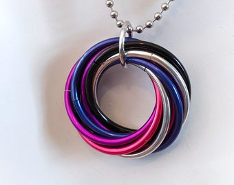 Pendant: Genderfluid (GF) Pride Fidget - Anodized Aluminum Chainmaille