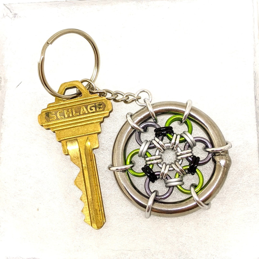 Keychain: Agender (AG) Pride Japanese 12 in 2 - Anodized Aluminum ...