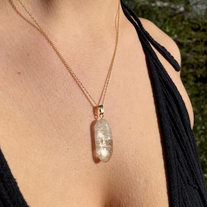 Rock crystal necklace unique, gemstone necklace, healing stone necklace, gemstone jewelry, handmade unique piece with 45 cm length