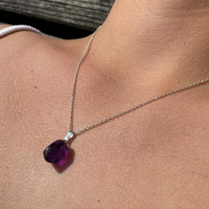 Amethyst Silver Necklace – Gemstone Necklace, Healing Stone Necklace, Gemstone Jewelry, Handmade Unique Piece with 45 cm Length
