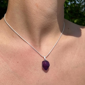 Amethyst Silver Necklace – Gemstone Necklace, Healing Stone Necklace, Gemstone Jewelry, Handmade Unique Piece with 40 cm Length