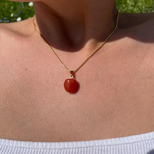 Carnelian necklace unique, gemstone necklace, healing stone necklace, gemstone jewelry, handmade unique piece with 40 cm length