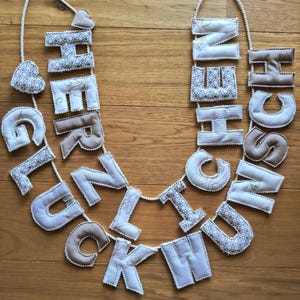 Parabéns Garland | Feliz aniversário | Nascimento | corrente de flâmulas feita à mão | Casamento | letras | Bebê | letra de tecido