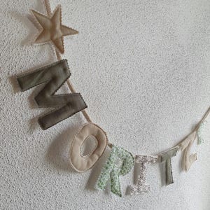 Guirnalda personalizada | Nombre de la cadena de banderines | Etiqueta de nombre | Tela con letras | Decoración colgante | Fiesta de cumpleaños infantil | Recién nacido| pequeños regalos