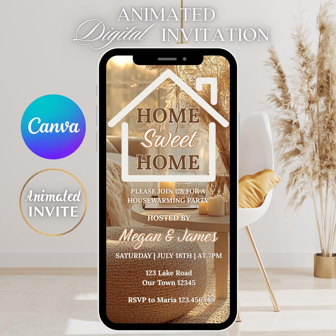 Digital Housewarming Party Invitation, Animated Modern House Warming ...