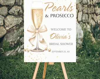 Pearls and Prosecco Bridal Shower Welcome Sign (Digital Download)