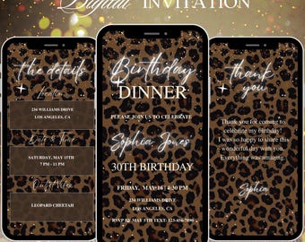 Leopard Print Einladung zum Abendessen: Animierte Video Vorlage (Digitaler Download)