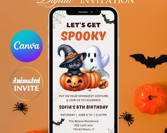Halloween-Geburtstagseinladung für Kinder, Kostüm-Party eVite (Digitale Vorlage)