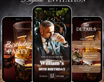Men's Birthday Invitation with Photo: Animated Mobile Template