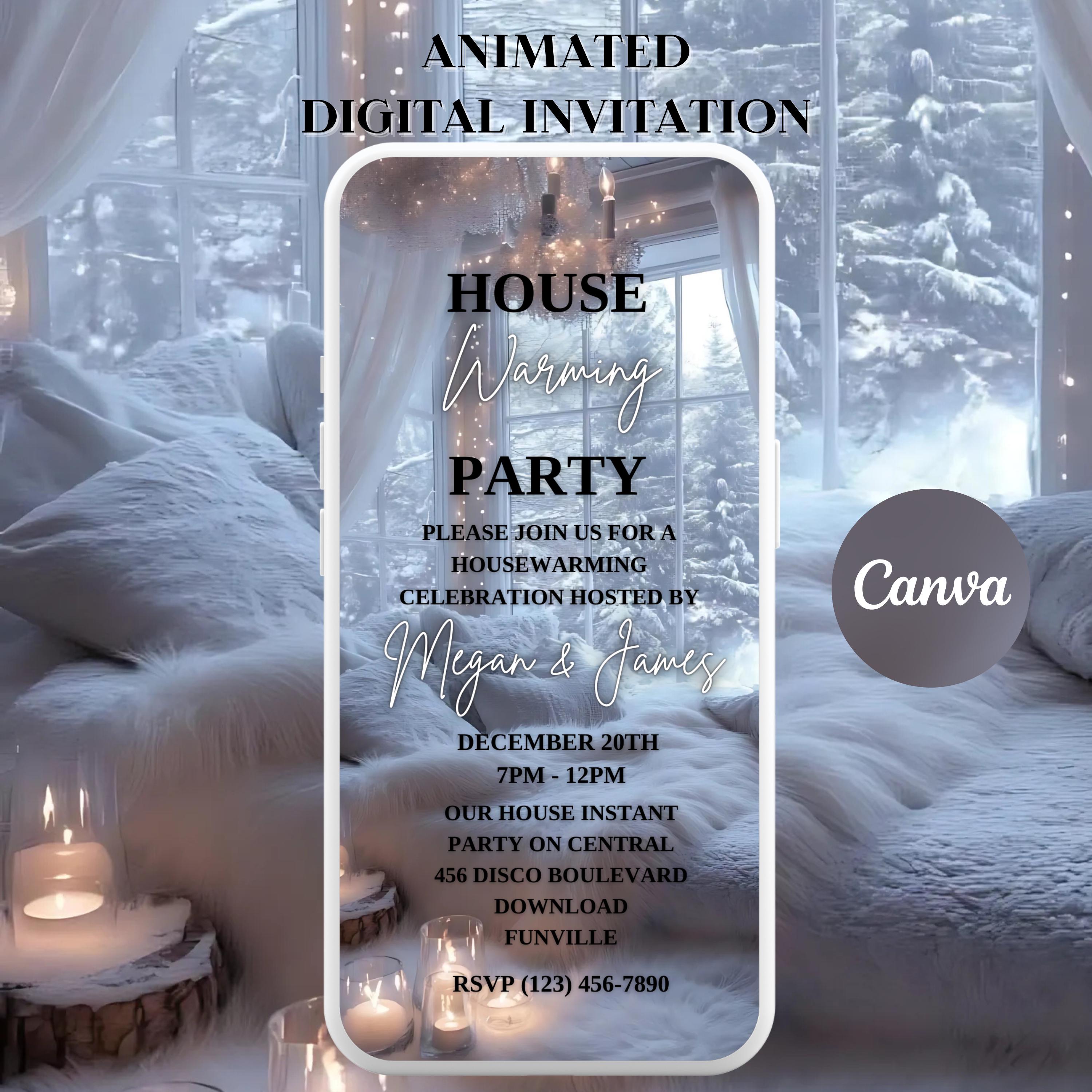 Animated Housewarming Party Invitation: Chic New Home Evite (digital ...