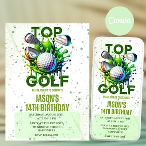 Editable Top Golf Birthday Party Invite (Digital)