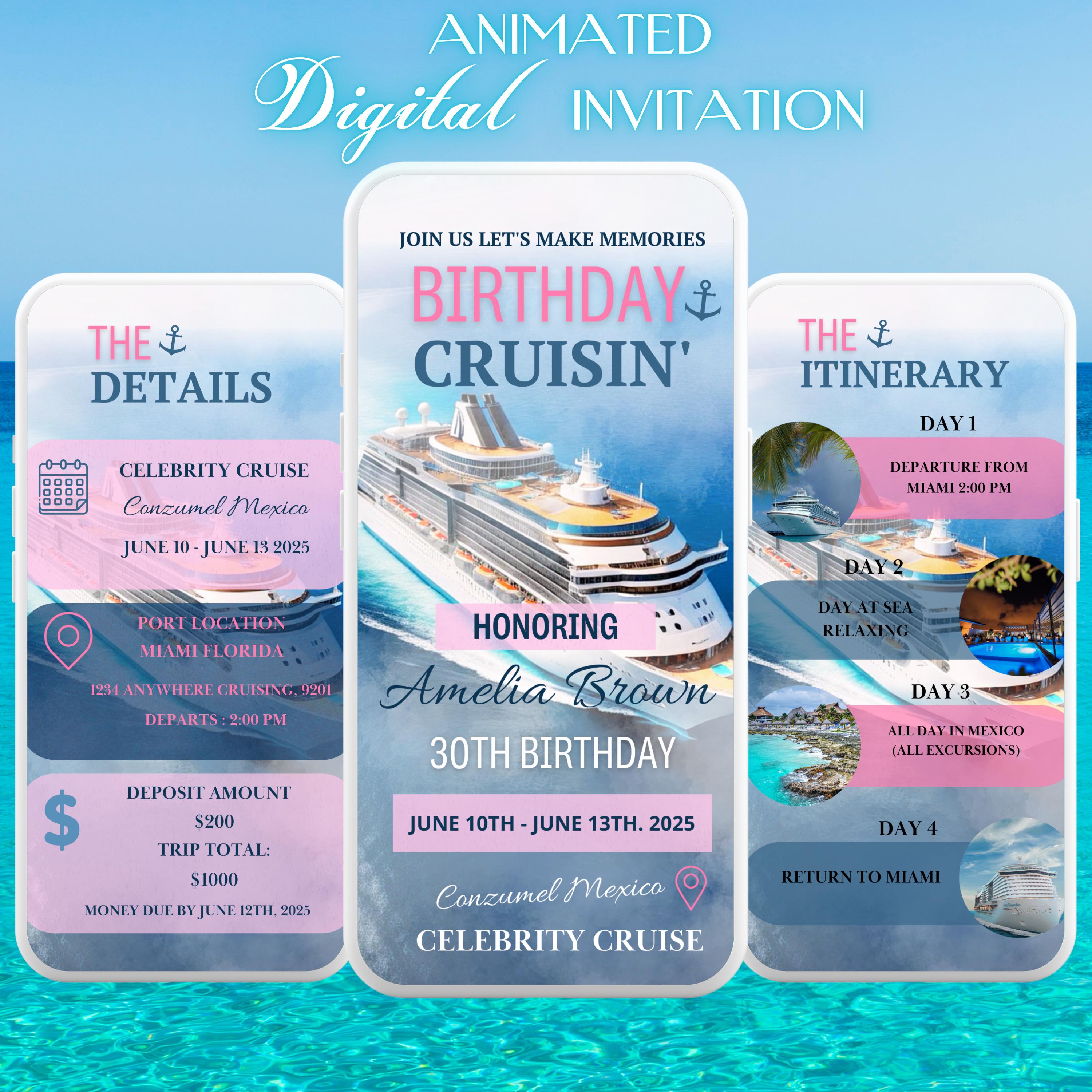 Birthday Cruise Itinerary: Caribbean Vacation Planner (Digital Template)