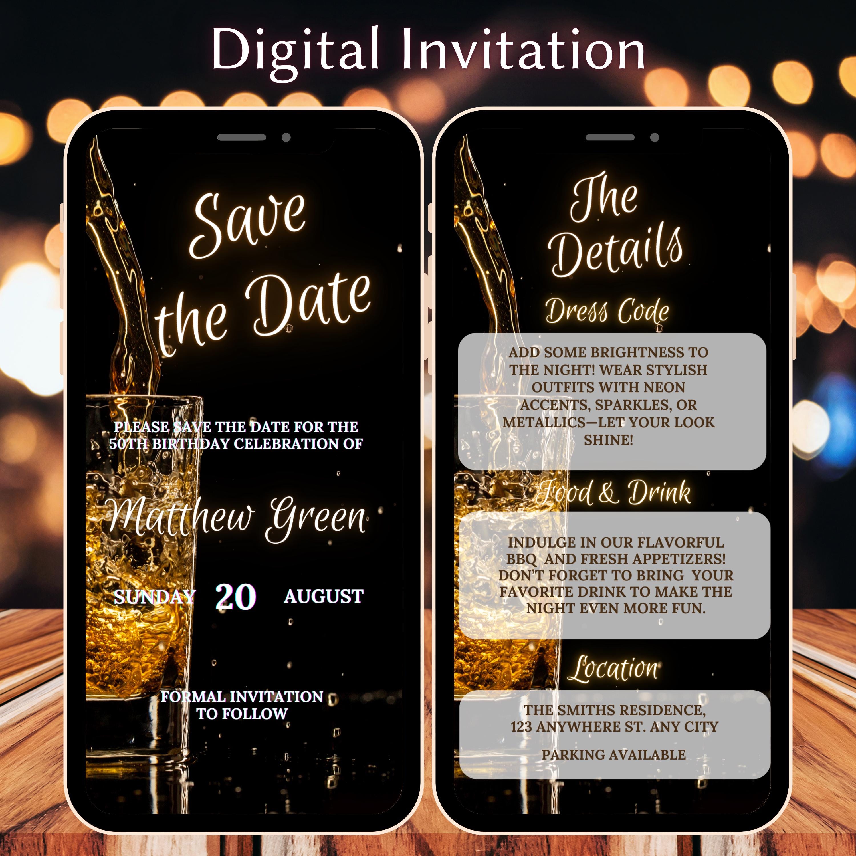 Editable Save the Date Party Invitation: Smartphone Digital eCard