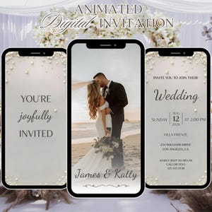 Digital Wedding Invitation Template, Minimalist Wedding Video Invitation, Animated Wedding Invite with Photo, Editable Canva Template