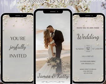 Digital Wedding Invitation Template, Minimalist Wedding Video Invitation, Animated Wedding Invite with Photo, Editable Canva Template