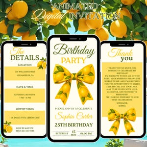 Lemon Birthday Invitation: Citrus Party, Mediterranean Theme (Digital Template)