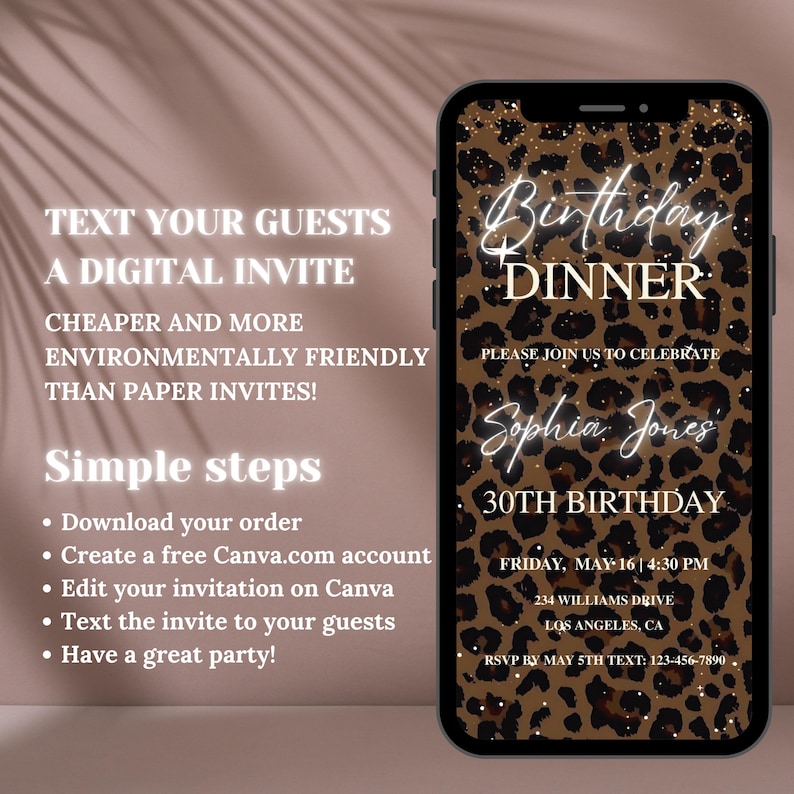Leopard Print Birthday Dinner Invitation: Animated Video Template ...