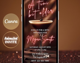 Martini Birthday Invitation: Editable Tini Time Party (Digital)