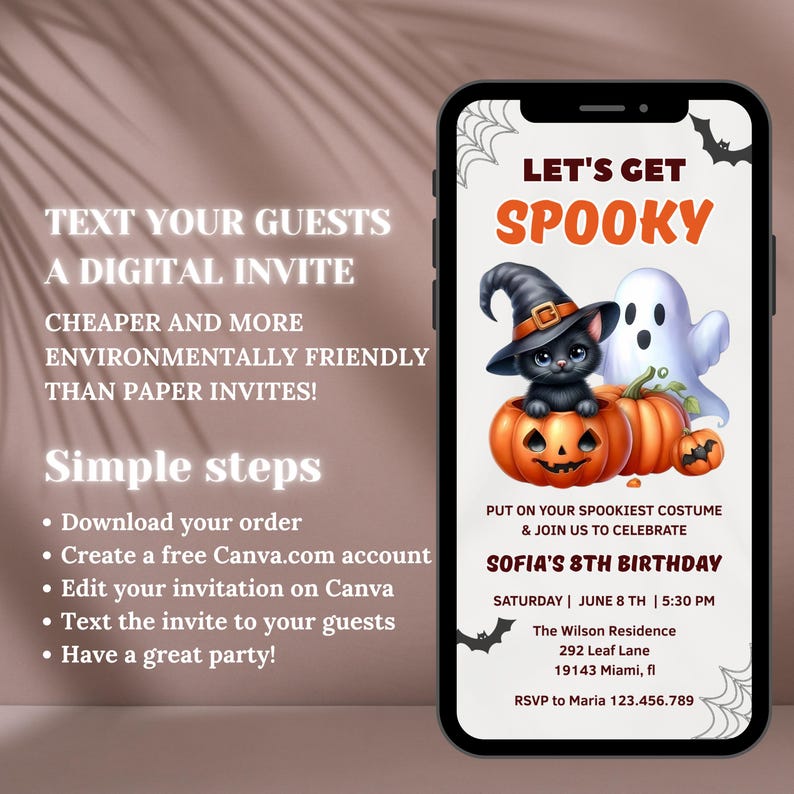 Kids Halloween Birthday Invitation, Costume Party Evite (digital ...