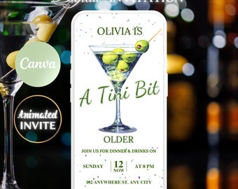 Dirty Martini Birthday Invitation: Animated Cocktail Party eVite (Digital Template)
