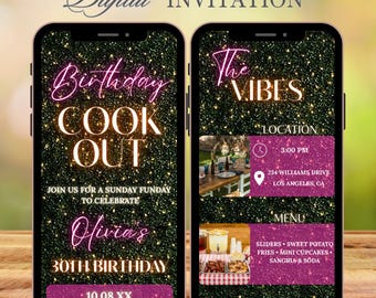Birthday Cookout Invitation: Summer Grill Party, Editable Template (Digital)