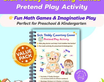 Sick Teddy Counting Game: Preschool Math Activity (Printable PDF)