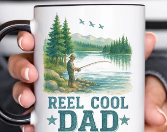 Reel Cool Dad PNG – Father’s Day Fishing Shirt Design, Funny Bass Fish Clipart, Digital File for Cricut & Sublimation
