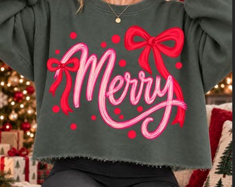 Preppy Merry Christmas Png, Vintage Christmas Png, Christmas Tree Png, Santa Claus Png, Holiday Png, Coquette Xmas Png, Aesthetic