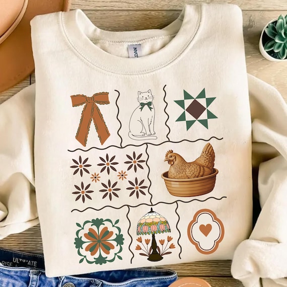 Thrifted Grandma Core Mallard  PNG, Vintage Granny Sweater Aesthetic, Grandma core png, Granny sweater, Cozy 90s Cottagecore Digital File