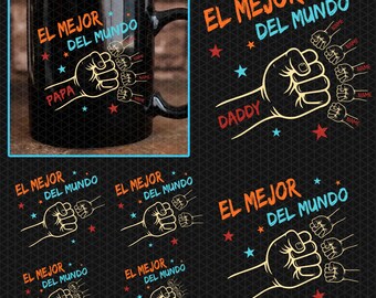 Best Dad Ever SVG PNG, El Mejor Del Mundo Fist Bump, Dia Del Padre Digital SVG, Retro Father's Day Shirt Design, Editable Name Sublimation