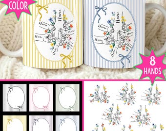 Retro Flower Mug PNG, Striped Coquette Mama Design, Preppy Trendy Mom Mug 11oz Sublimation, Personalized Mother’s Day Gift PNG