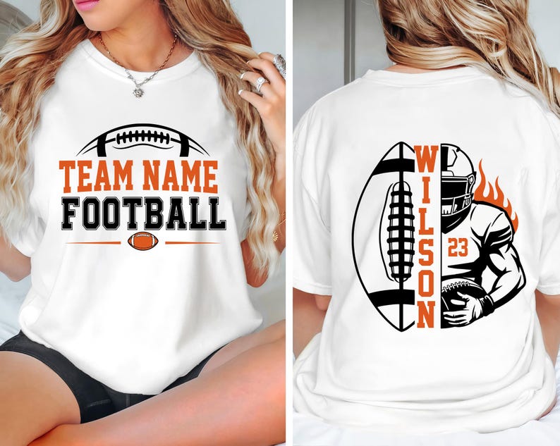 Personalized Football PNG SVG, Custom Team Name and Number, Football ...